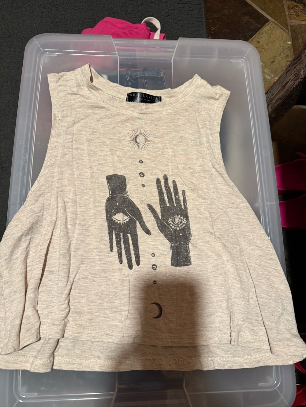 Neoclassics Cream Graphic Muscle Tank with Mystic Hands
